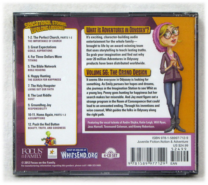 Back of the Adventures in Odyssey Grand Design CD